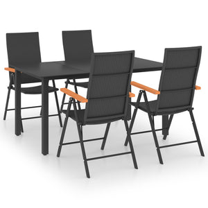 vidaXL 5-Piece Garden Dining Set Black and Brown