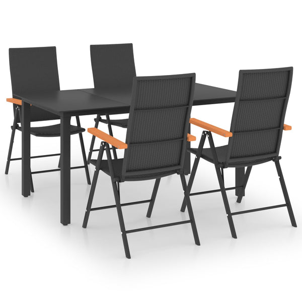 vidaXL 5-Piece Garden Dining Set Black and Brown