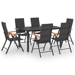 vidaXL 7-Piece Garden Dining Set Black and Brown