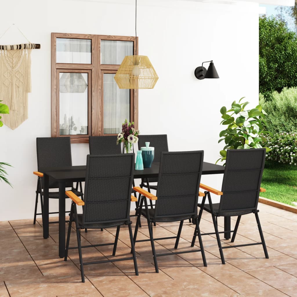 vidaXL 7-Piece Garden Dining Set Black and Brown