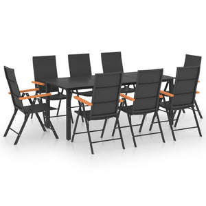 vidaXL 9-piece Outdoor Dining Set Black and Brown