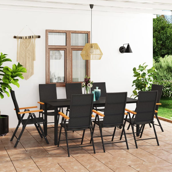 vidaXL 9-piece Outdoor Dining Set Black and Brown