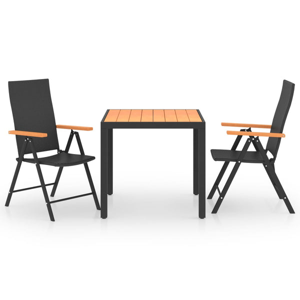vidaXL 3-Piece Outdoor Dining Set Black and Brown