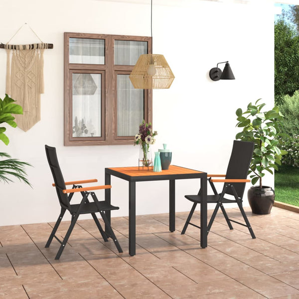 vidaXL 3-Piece Outdoor Dining Set Black and Brown