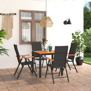 vidaXL 5-Piece Garden Dining Set Black and Brown