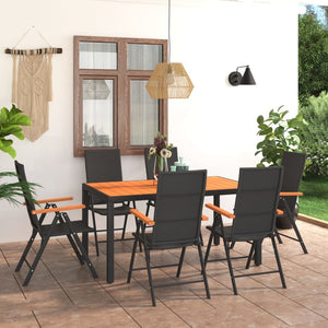 vidaXL 7-Piece Garden Dining Set Black and Brown