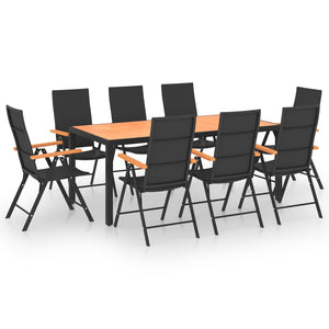 vidaXL 9-piece Outdoor Dining Set Black and Brown