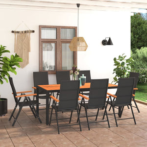vidaXL 9-piece Outdoor Dining Set Black and Brown