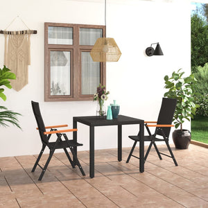 vidaXL 3-Piece Outdoor Dining Set Black and Brown