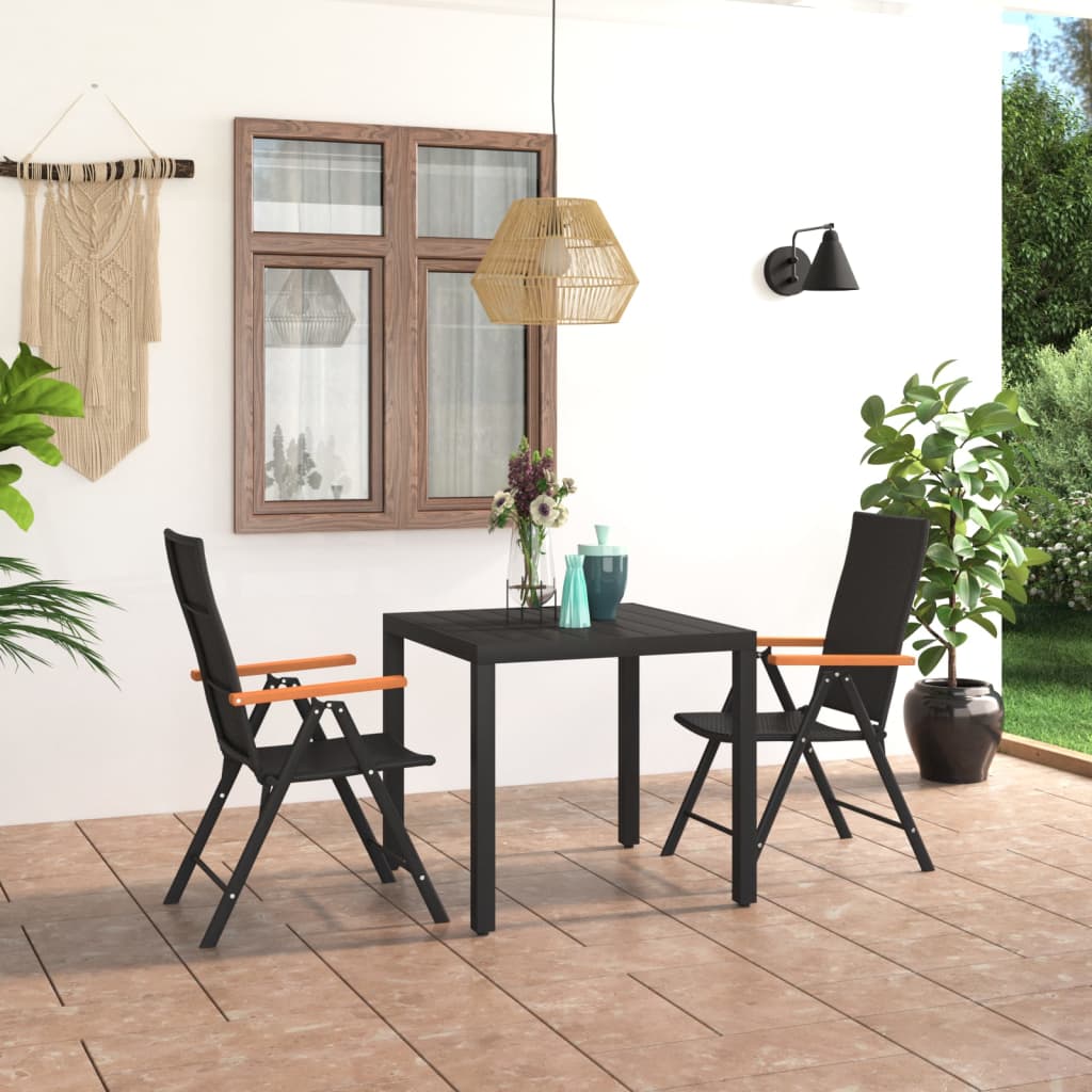 vidaXL 3-Piece Outdoor Dining Set Black and Brown