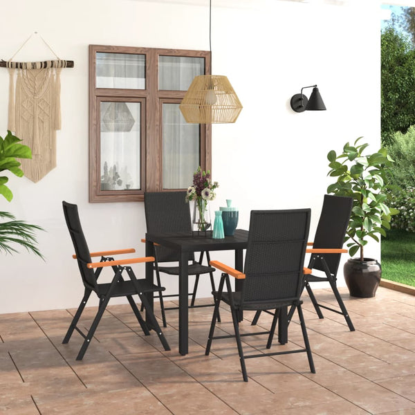 vidaXL 5-Piece Garden Dining Set Black and Brown