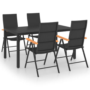 vidaXL 5-Piece Garden Dining Set Black and Brown