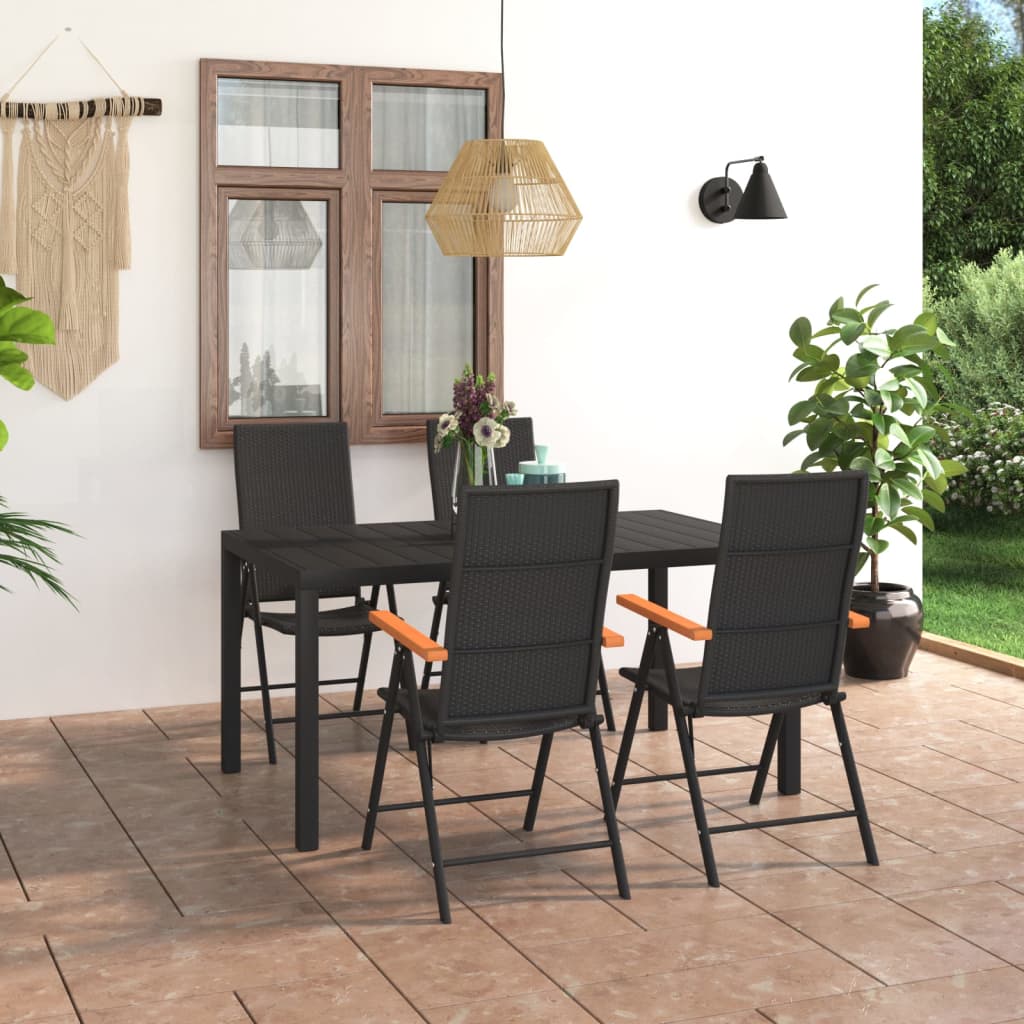 vidaXL 5-Piece Garden Dining Set Black and Brown
