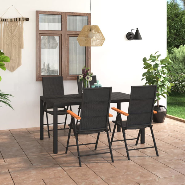 vidaXL 5-Piece Garden Dining Set Black and Brown
