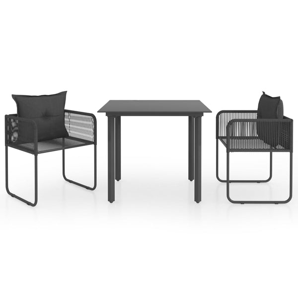 vidaXL 3-Piece Garden Dining Set PVC Rattan Black