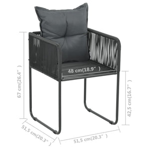 vidaXL 3-Piece Garden Dining Set PVC Rattan Black