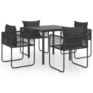 vidaXL 5-Piece Garden Dining Set PVC Rattan Black