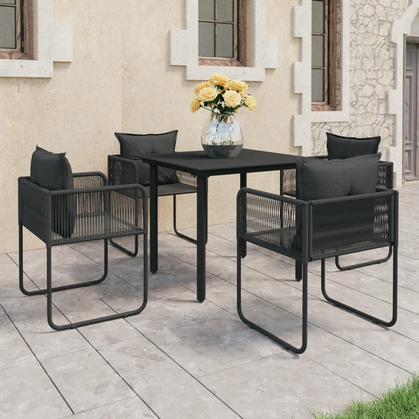 vidaXL 5-Piece Garden Dining Set PVC Rattan Black