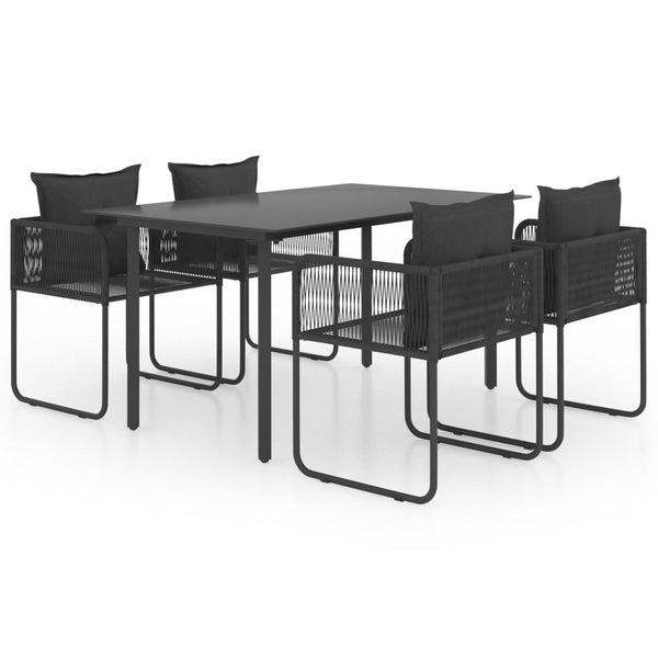 vidaXL 5-Piece Garden Dining Set PVC Rattan Black