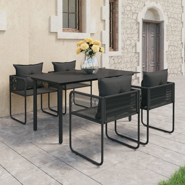 vidaXL 5-Piece Garden Dining Set PVC Rattan Black