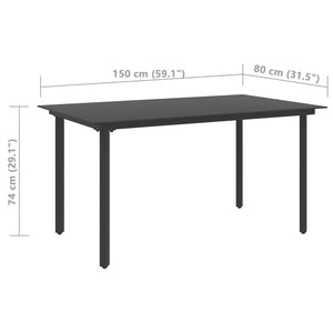 vidaXL 7-Piece Garden Dining Set PVC Rattan Black
