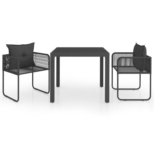 vidaXL 3-Piece Garden Dining Set PVC Rattan Black