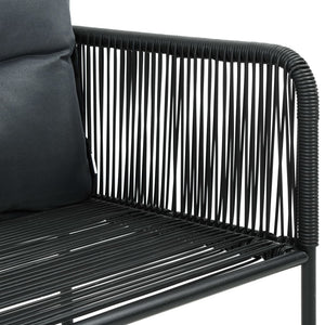 vidaXL 3-Piece Garden Dining Set PVC Rattan Black