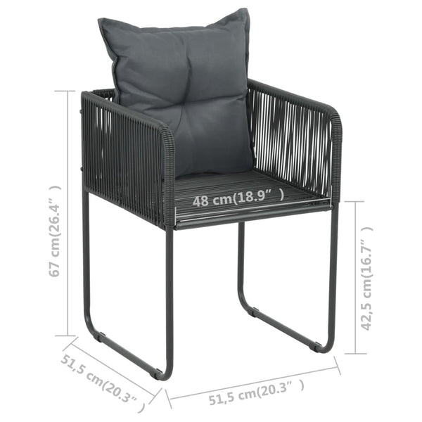 vidaXL 3-Piece Garden Dining Set PVC Rattan Black