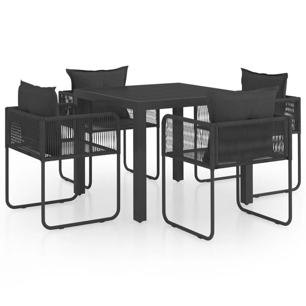 vidaXL 5-Piece Garden Dining Set PVC Rattan Black