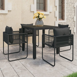 vidaXL 5-Piece Garden Dining Set PVC Rattan Black