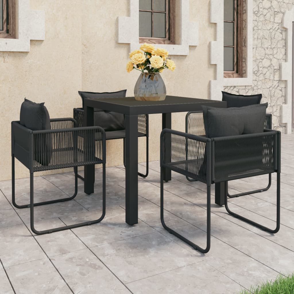 vidaXL 5-Piece Garden Dining Set PVC Rattan Black