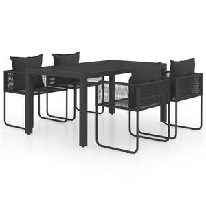 vidaXL 5-Piece Garden Dining Set PVC Rattan Black