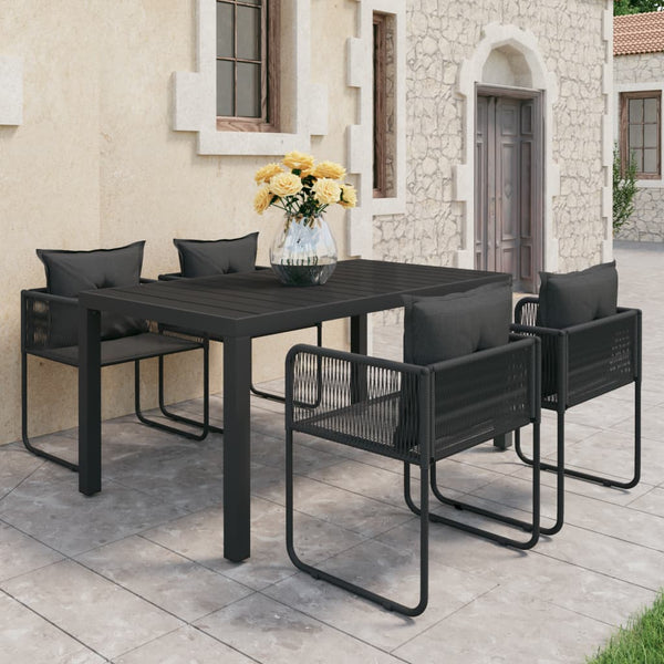 vidaXL 5-Piece Garden Dining Set PVC Rattan Black