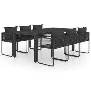 vidaXL 7-Piece Garden Dining Set PVC Rattan Black