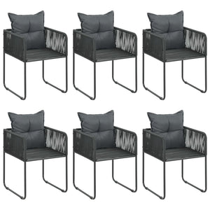 vidaXL 7-Piece Garden Dining Set PVC Rattan Black