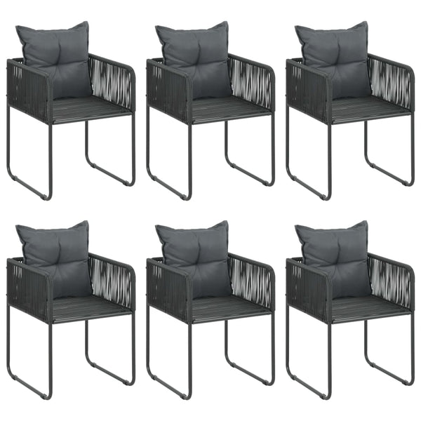 vidaXL 7-Piece Garden Dining Set PVC Rattan Black