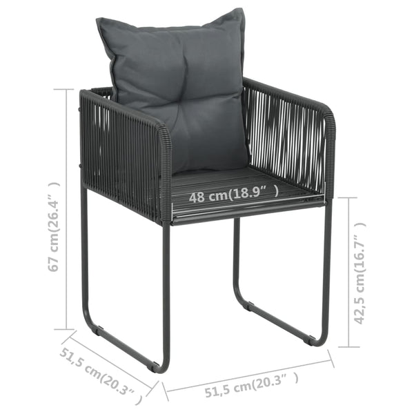 vidaXL 7-Piece Garden Dining Set PVC Rattan Black