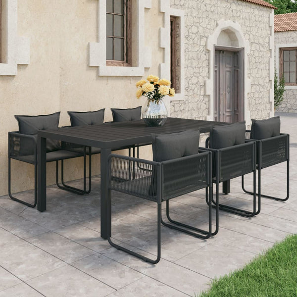 vidaXL 7-Piece Garden Dining Set PVC Rattan Black