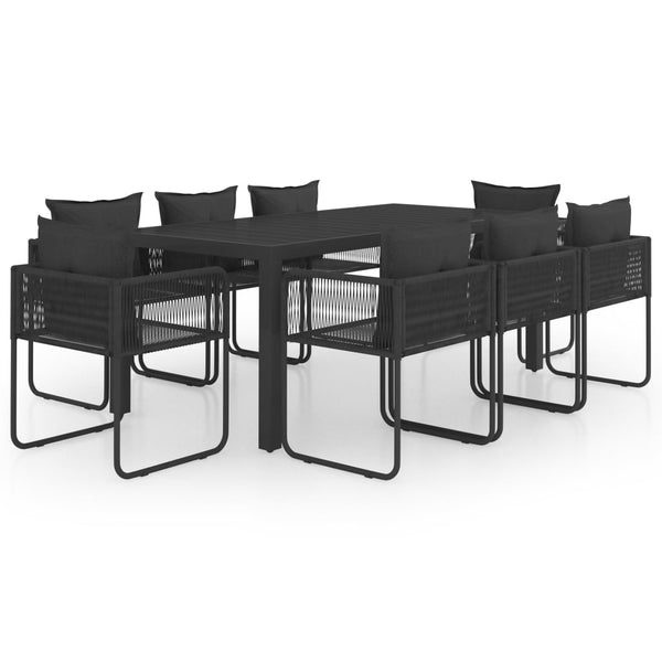 vidaXL 9-piece Garden Dining Set PVC Rattan Black