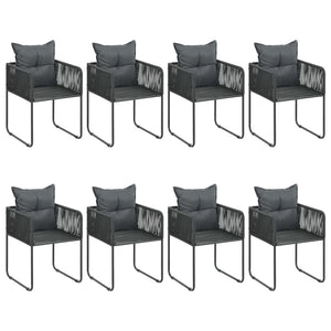 vidaXL 9-piece Garden Dining Set PVC Rattan Black
