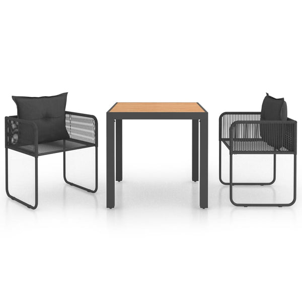 vidaXL 3-Piece Garden Dining Set PVC Rattan Black and Brown