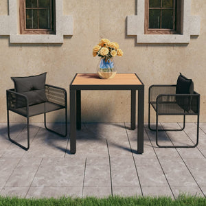 vidaXL 3-Piece Garden Dining Set PVC Rattan Black and Brown