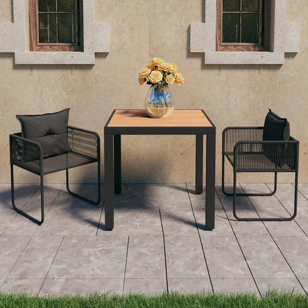 vidaXL 3-Piece Garden Dining Set PVC Rattan Black and Brown