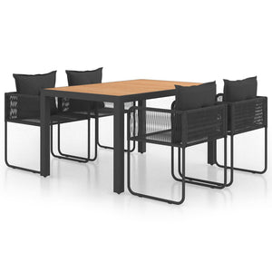 vidaXL 5-Piece Garden Dining Set PVC Rattan Black and Brown
