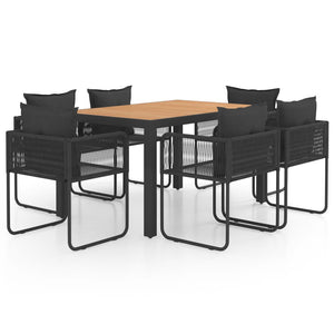 vidaXL 7-piece Garden Dining Set PVC Rattan Black and Brown