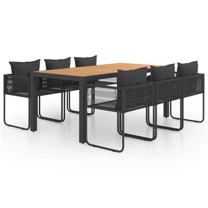 vidaXL 7-piece Garden Dining Set PVC Rattan Black and Brown