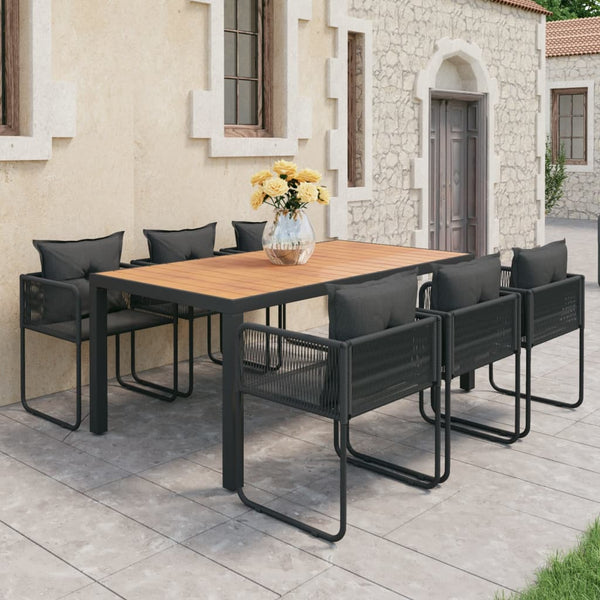 vidaXL 7-piece Garden Dining Set PVC Rattan Black and Brown