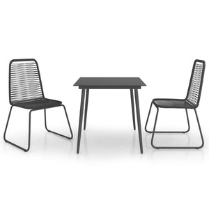 vidaXL 3-Piece Garden Dining Set PVC Rattan Black
