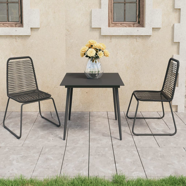 vidaXL 3-Piece Garden Dining Set PVC Rattan Black