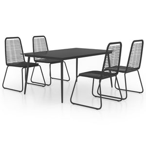 vidaXL 5-Piece Garden Dining Set PVC Rattan Black